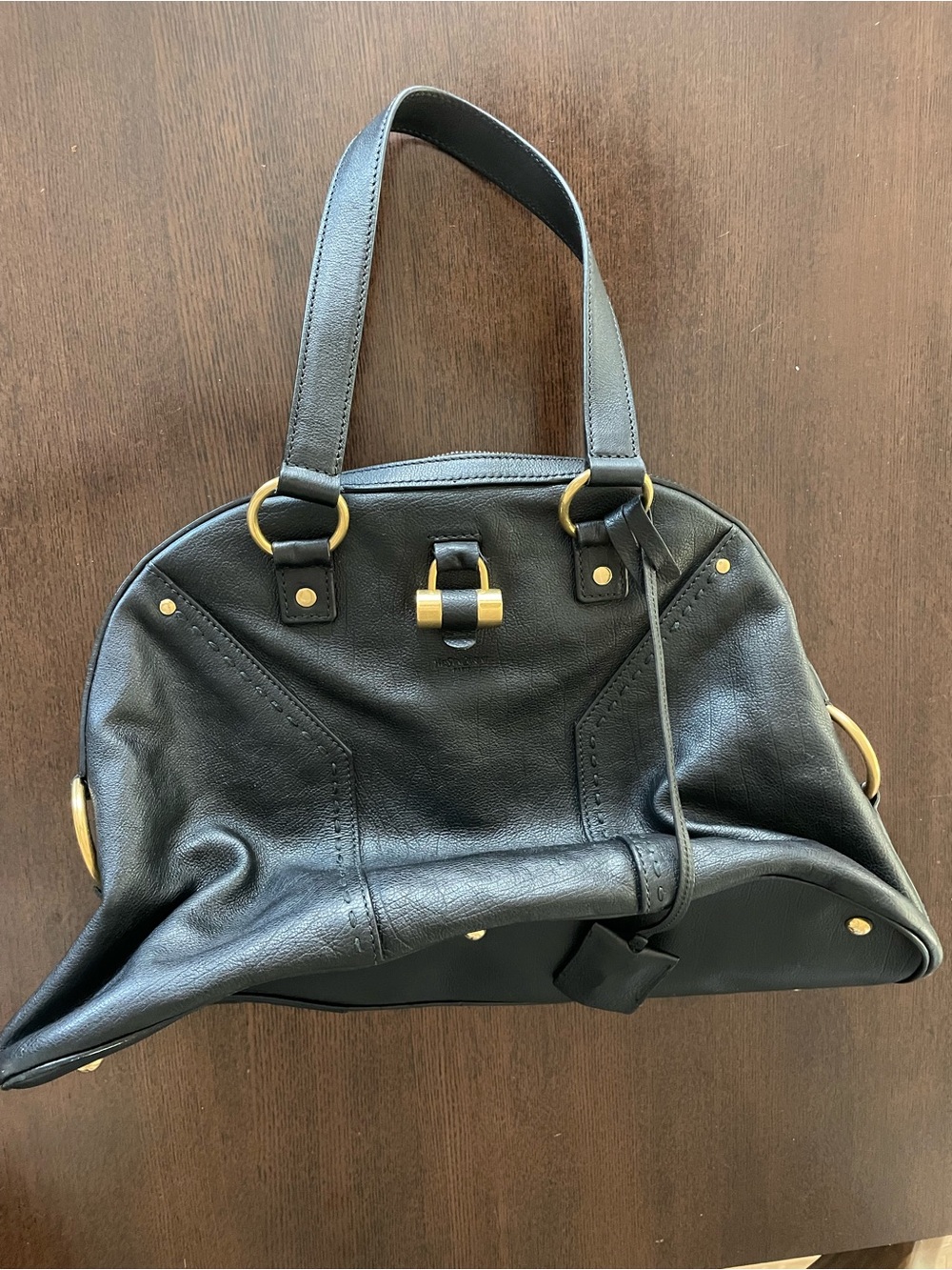 Yves Saint Laurent Black Leather Tote with Gold Hardware - Picture 8 of 9